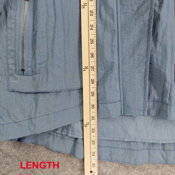 Soft Surroundings Nylon Utility Jacket Sz L Blue Zip Snap Lightweight Raincoat - Picture 6 of 13